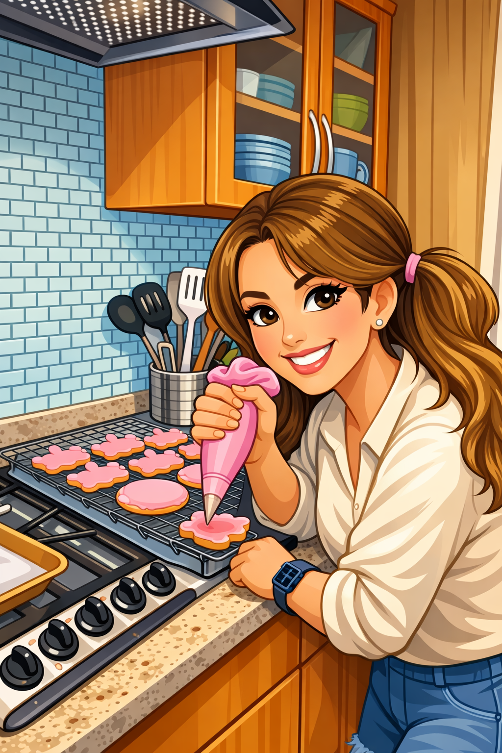 Jenna decorating cookies