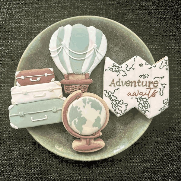 Travel themed sugar cookies