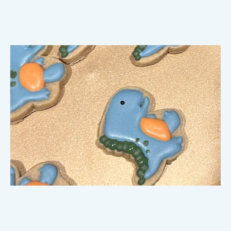 Small cookie — blue dinosaur